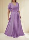 Vestido Longo Feminino Elegante Com Manga Flare