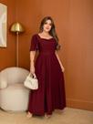 Vestido Longo Feminino Elegante Manga Curta Cintura Marcada Festa Casamento M ao G2
