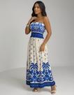 Vestido Longo Feminino Estampado Floral sem alça Elegante Verão Vestido Longo Feminino Estampado Floral sem alça Elegante Verão
