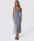 Vestido Longo Feminino Fenda Alças Finas Marisa Cinza-78070