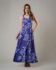 Vestido Longo Feminino Linho Estampado Floral Alça Fina com Bolso P ao GG