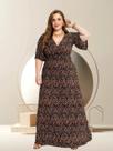 Vestido Longo Feminino Plus Size Com Decote V Em Malha Fria
