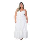 Vestido Longo Feminino Plus Size De Alçinha e Com Botões