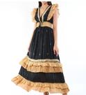 Vestido Longo Feminino - Preto com detalhes em bordados - Tam 42 Vestido Longo Feminino - Preto com detalhes em bordados - Tam 42