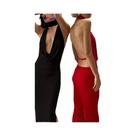 Vestido Longo Feminino Sensual Sem Costas Vazado Halter Sem Mangas Moderno E Sedutor Justo Ao Corpo