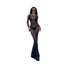 Vestido Longo Feminino Sexy Transparente De Manga Comprida Em Tule, Estilo Praia, Para Cobrir O Maiô