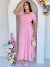 Vestido Longo Festa Soltinho Fluido Elegante Decote Quadrado Evangélico