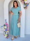 Vestido Longo Festa Soltinho Fluido Elegante Decote Quadrado Evangélico