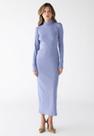 Vestido Longo Gola Alta Fenda Lateral Ribana Premium