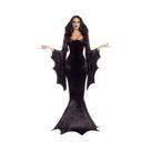 Vestido Longo Gótico Adulto Morticia Addams Com Cauda, Fantasia De Halloween, Manga Morcego, Traje