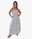 Vestido Longo Indiano Alça Branco Bordado c/ Forro Cod.09