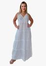 Vestido Longo Indiano Alça C/ Forro Branco Bordado Cod 001