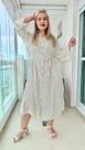 Vestido Longo Indiano Chemise Linho Boho Chic c/ Bolsos cod 01