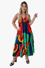 Vestido Longo Indiano Estampado Alça c/ Regulagem-Cod.1220