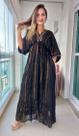 Vestido Longo Indiano Lurex Luxo Boho Chic c/ Bolsos e Forro-cod.112
