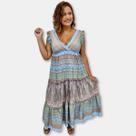 Vestido Longo Indiano Toque Seda Regata Cordão Nas Costas HE