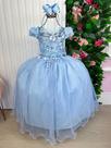 Vestido Longo Jardim Encantado Borboletas Azul para Bebê - Vila Lele