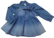 Vestido Longo Jeans Luxo Bebê Menina Estonado Katita 2786