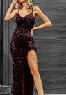 Vestido Longo Lantejoulas Vermelho bordô Madrinha Ref 57