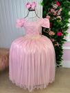 Vestido Longo Laura Rosa Bebê com Renda - Fabuloso Ateliê