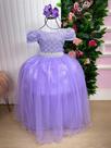 Vestido Longo Lilás Rendado Enjoy Laura - Confeccionado em Tecido Misto