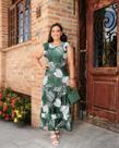Vestido Longo Malha Elegante Fluity Manga Curta Babado