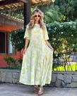 VESTIDO LONGO MANGA CURTA MALHA FLUITY (Tam. Único - Veste até 44)