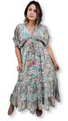 Vestido Longo Manga Curta Plus Size Toque de Seda LDR-60