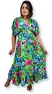 Vestido Longo Manga Curta Plus Size Toque de Seda LDR-60