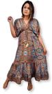 Vestido Longo Manga Curta Plus Size Toque de Seda LDR-60