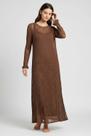 Vestido longo manga longa lado avesso renda marrom -