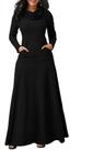 Vestido Longo Mangas Longas Bolso Canguru