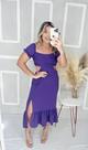 Vestido Longo Midi Babado e Fenda (Roxo)