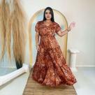 Vestido Longo Onça em Seda Moda Sofisticada Feminina