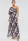 Vestido Longo PKS Um Ombro Só Estampa Wave