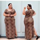 Vestido Longo Plus Max Com Manga Barra Oval