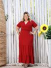 Vestido Longo Plus Size Decote em V Acinturado