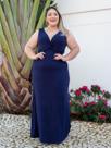 Vestido Longo Plus Size Decote Torcido em V