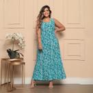 Vestido Longo Plus Size Estampado Regata Com Babado Estampa Sortida