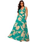 Vestido Longo Plus Size Estampado Verde Floral, Bella Donna