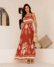 Vestido Longo Plus Size Estampado Viscose