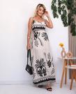 Vestido Longo Plus Size Estampado Viscose