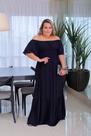 Vestido Longo Plus Size Feminino Ajustável ao corpo efeito modela cintura com babado