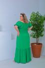 Vestido Longo Plus Size Feminino Ajustável ao corpo efeito modela cintura com babado