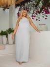 Vestido Longo Plus Size Frente Única Faixa Ajustável Amarração Casual Festa Casamento Madrinhas