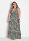 Vestido Longo Plus Size Transpassado Estampado 44 ao 62