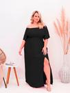 Vestido Longo Plus Size Verde Natal Com Fenda Manga Godê Moda Blogueira
