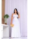 Vestido Longo Preso no Pescoço Decote Coração Cor:BrancoTamanho:M