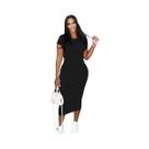 Vestido Longo Preto Plus Size Feminino - Tamanhos XS-5XL Vestido Longo Preto Plus Size Feminino - Tamanhos XS-5XL