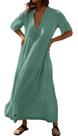 Vestido longo R.Vivimos de algodão boho com camadas e babados, verde, XL Vestido longo R.Vivimos de algodão boho com camadas e babados, verde, XL